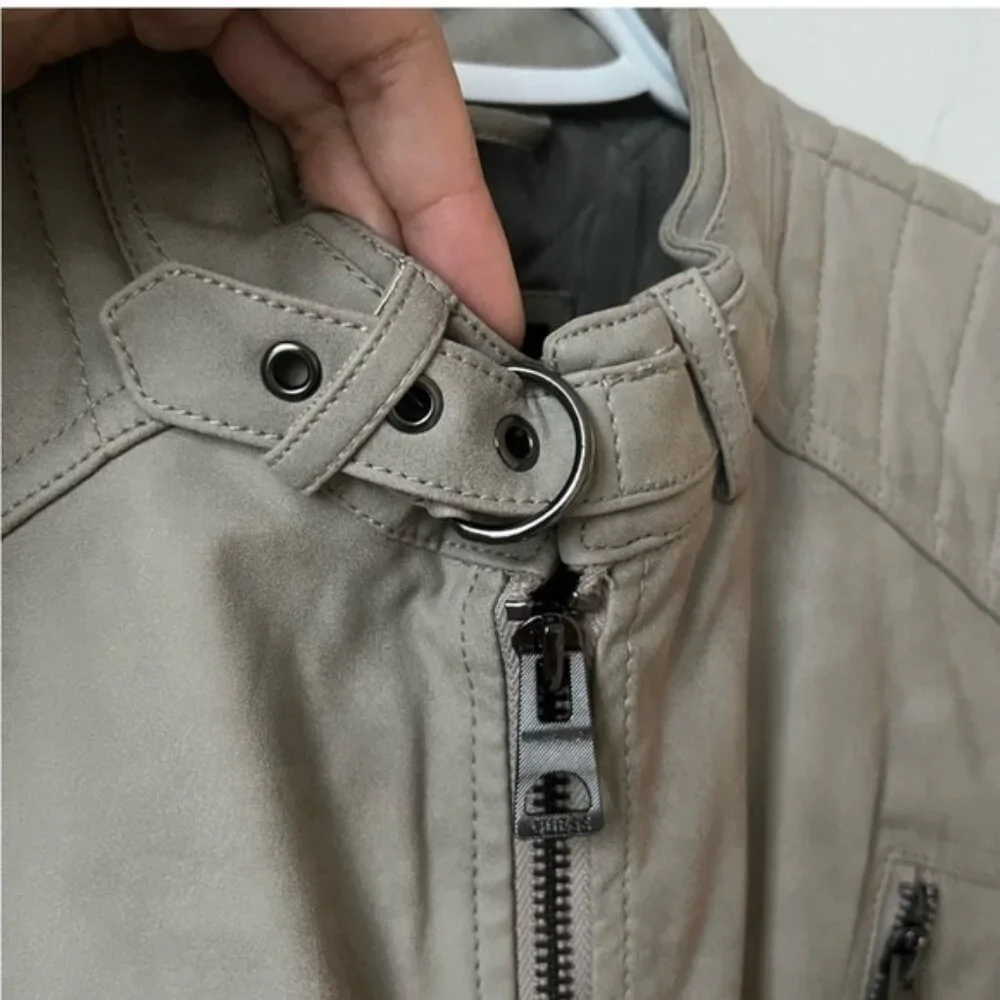 Guess NWT Mens Grey Quilted motorcycle drew suedes Jacket size XS - Picture 4 of 12